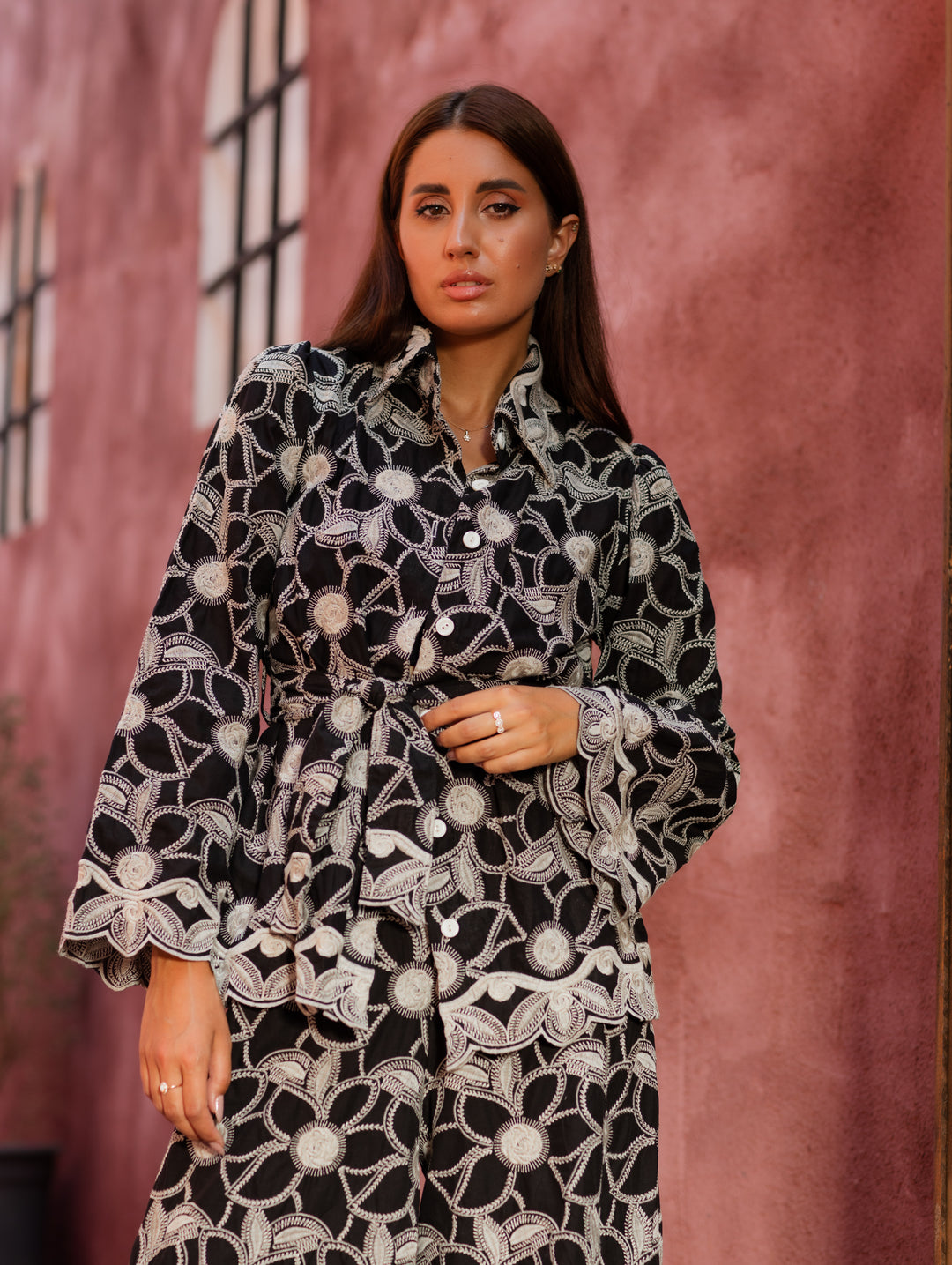 Elegant fashionable set with embroidery