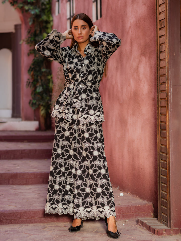 Elegant fashionable set with embroidery