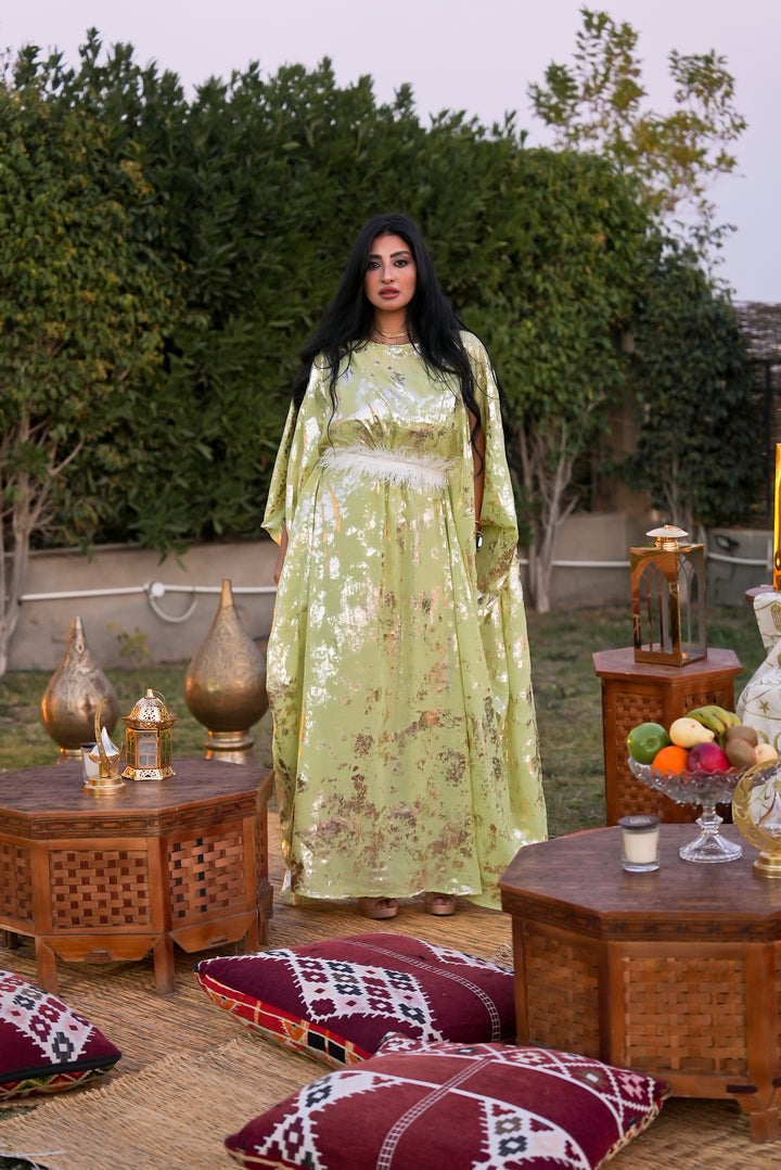 Mint metallic abaya