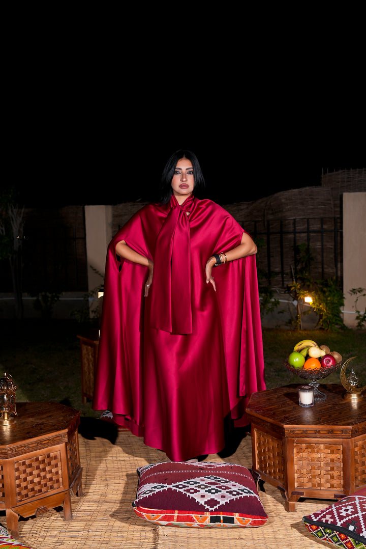 Red silky dress