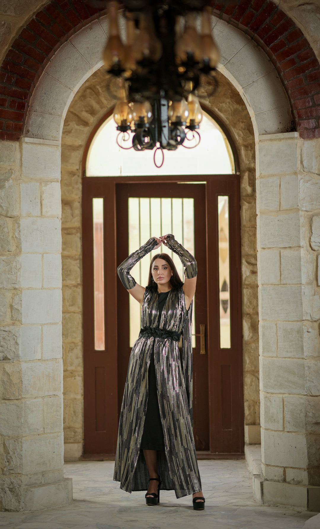 krinckled metallic kaftan