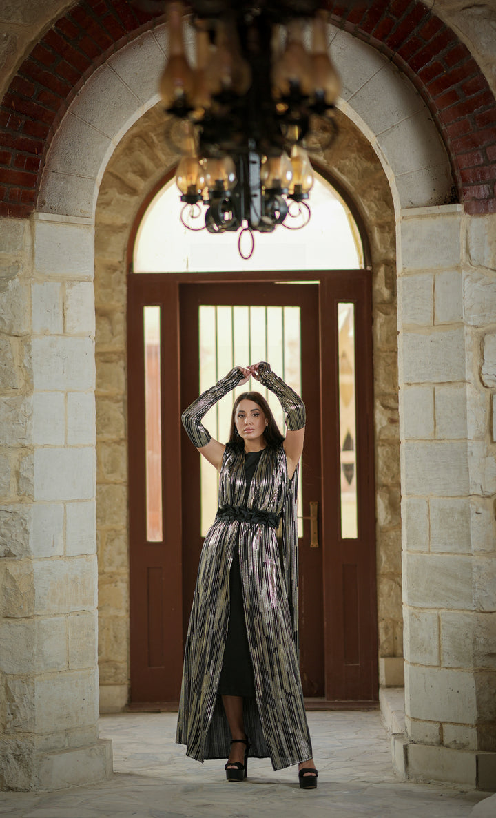krinckled metallic kaftan