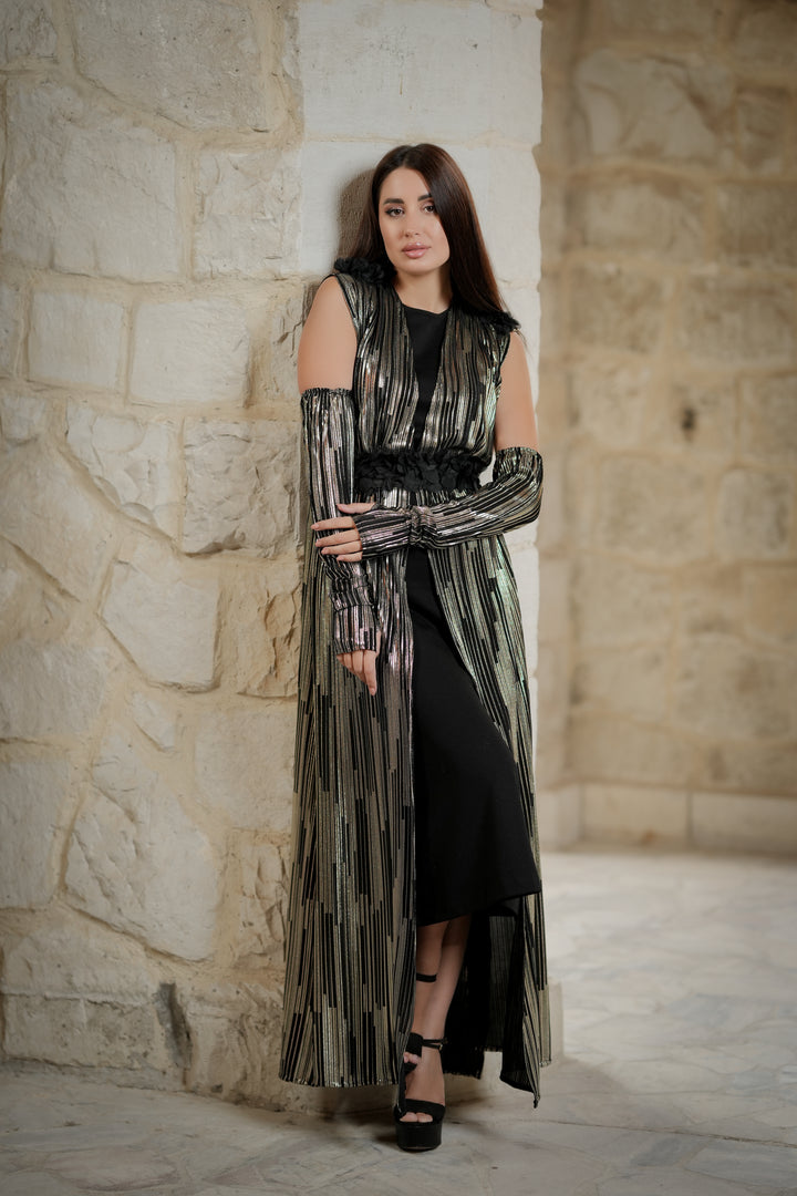 krinckled metallic kaftan