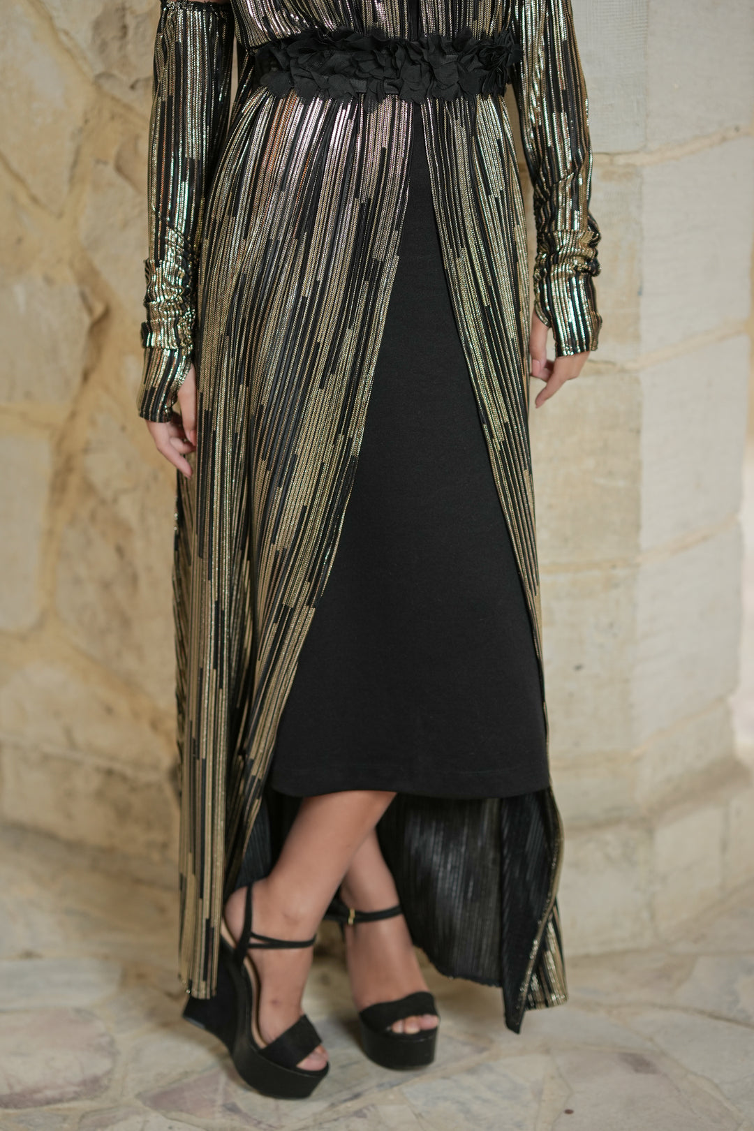 krinckled metallic kaftan