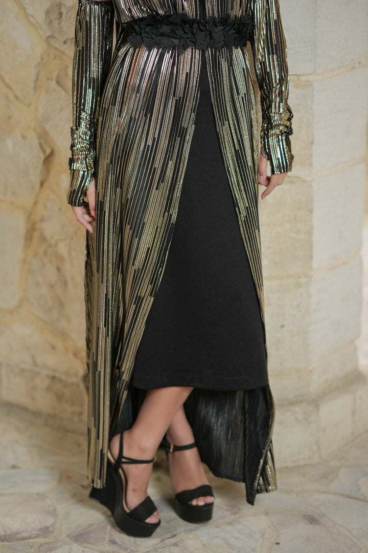 krinckled metallic kaftan