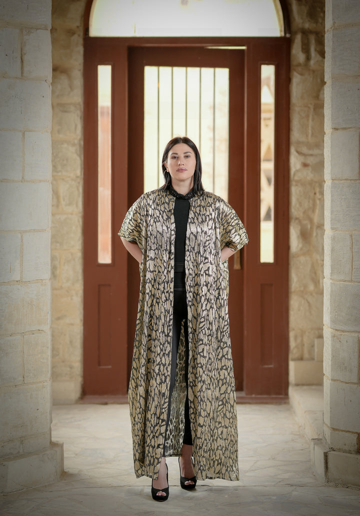 metallic kaftan  with black collar