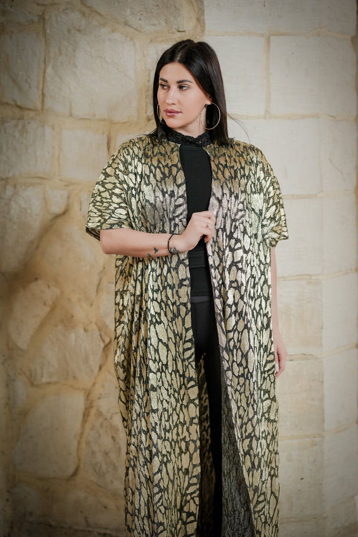 metallic kaftan  with black collar