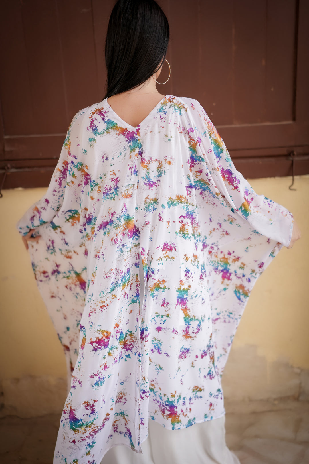 White Metallic top/abaya