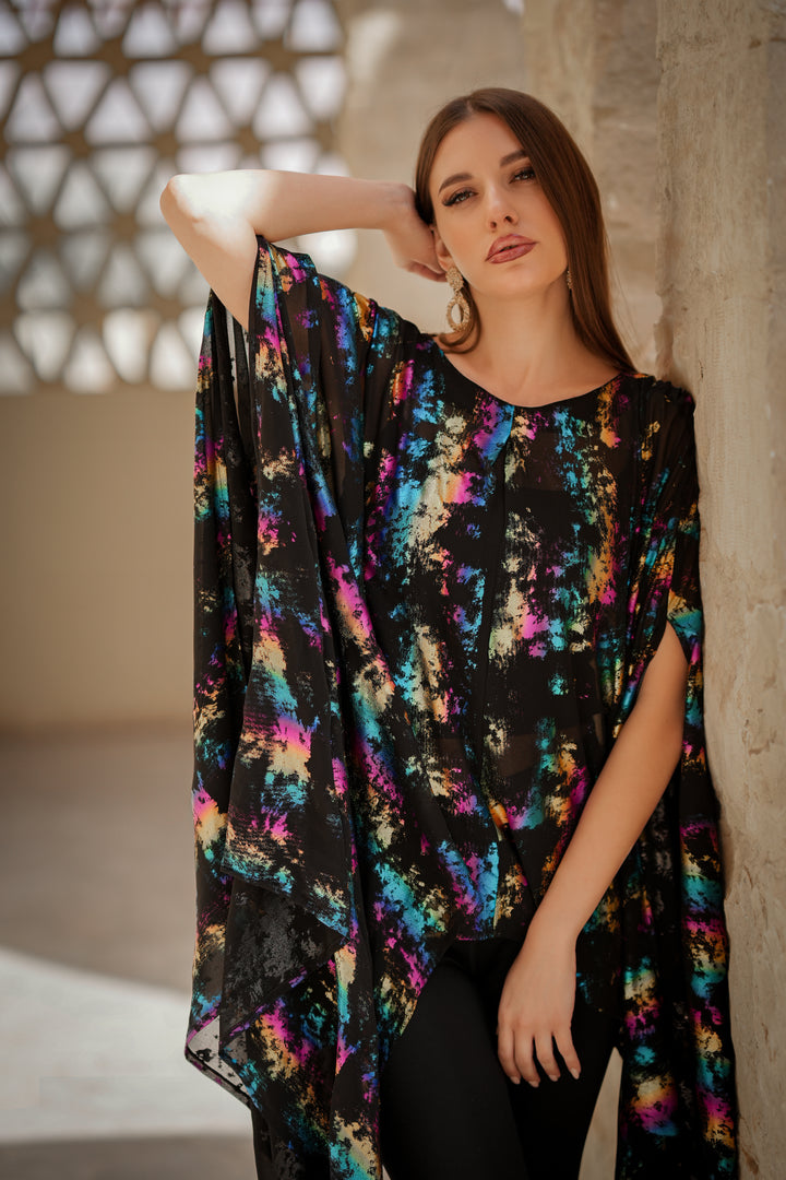 Black Metallic top/abaya