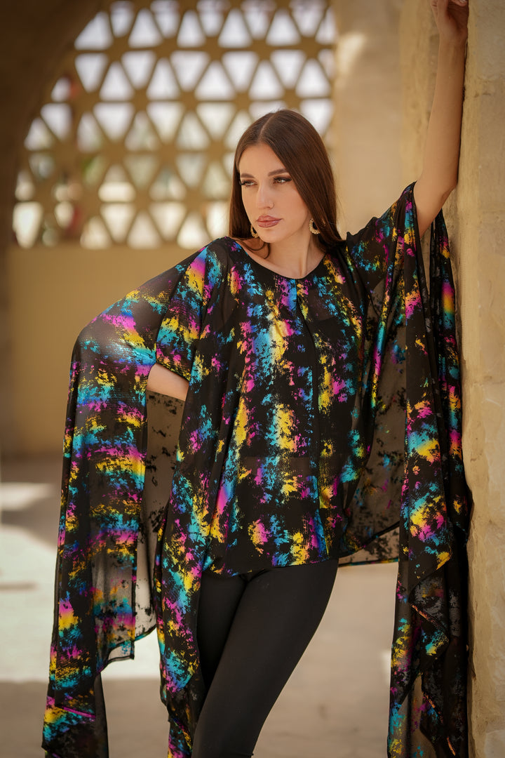 Black Metallic top/abaya
