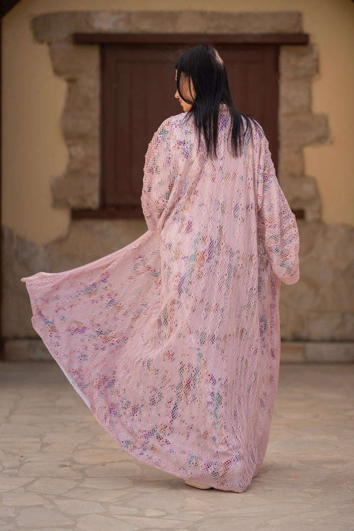 knitted abaya with metallic colors