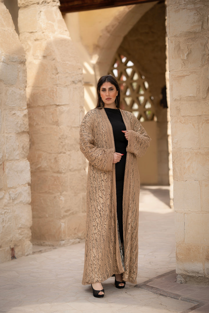 knitted abaya with metallic colors