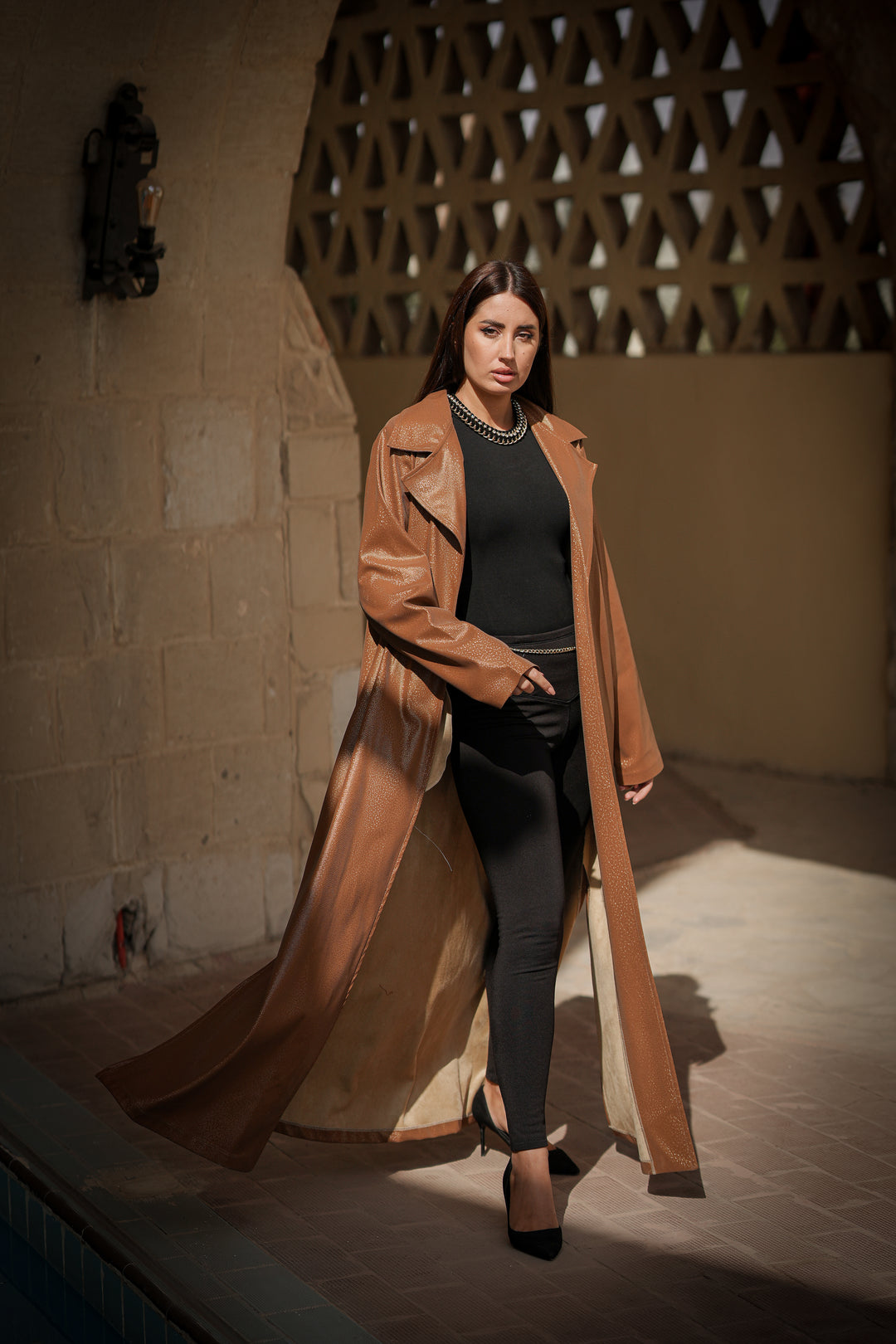 leather metalic coat