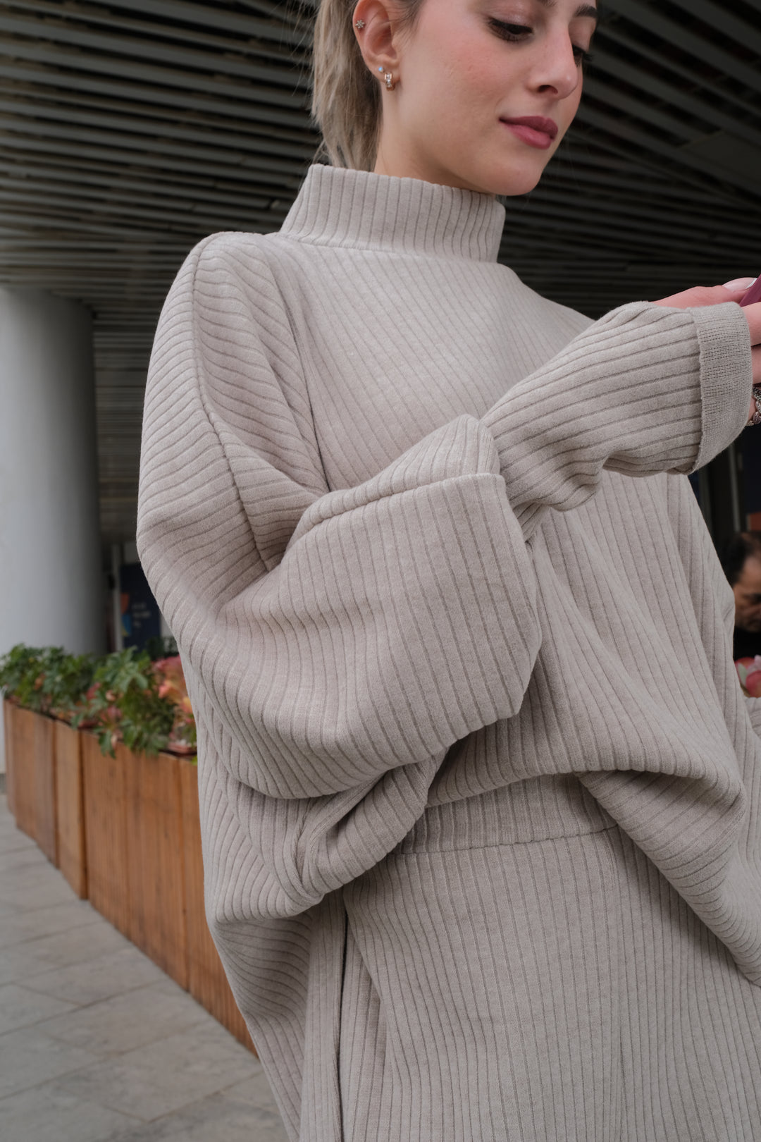 striped knit set